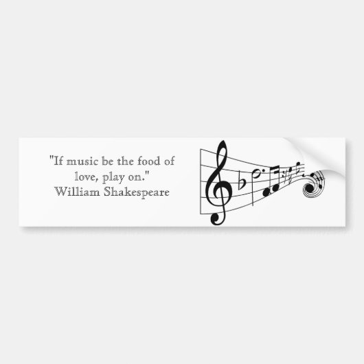 William Shakespeare muziekquote bumper sticker (Voorkant)