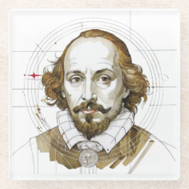 William Shakespeare portretillustratie Goud Glazen Onderzetter