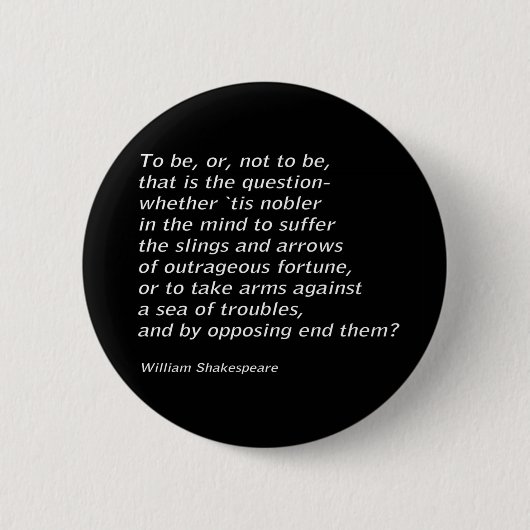 William Shakespeare's `Hamlet` Ronde Button 5,7 Cm (Voorkant)