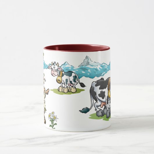 William Tell en zoon met koeien in de Alpen Mok (Midden)