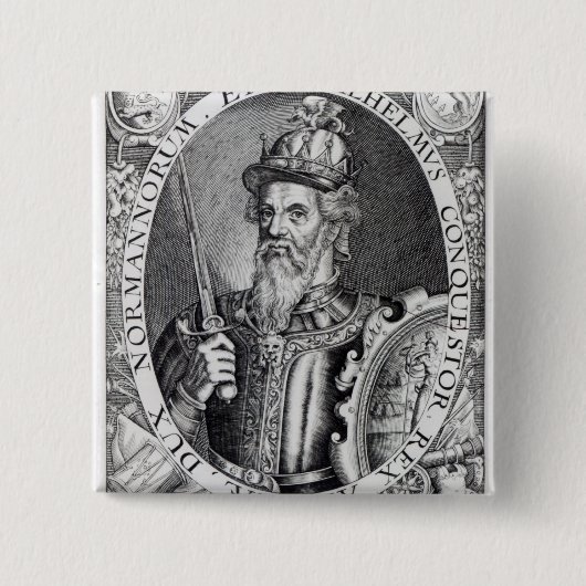 William the Conqueror, 1618 Vierkante Button 5,1 Cm (Voorkant)