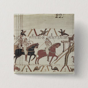 William the Conqueror komt bij Bayeux aan Vierkante Button 5,1 Cm