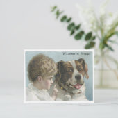 William Thread Little Girl met Dog Briefkaart (Staand voorkant)