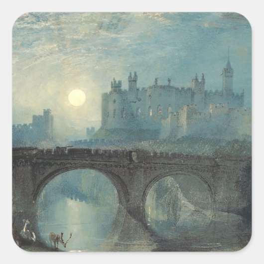 William Turner Alnwick Castle Vierkante Sticker (Voorkant)