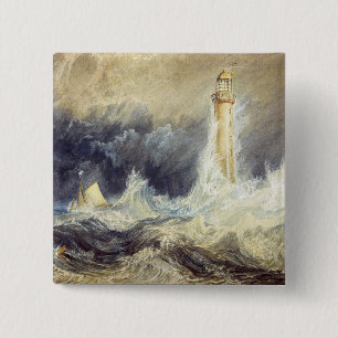 William Turner - Bell Rock Lighthouse Vierkante Button 5,1 Cm