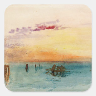 William Turner - De lagune nabij Venetië op zonson Vierkante Sticker