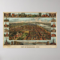 Williams-kaart van Harrisburg, PA (1855) herdruk
