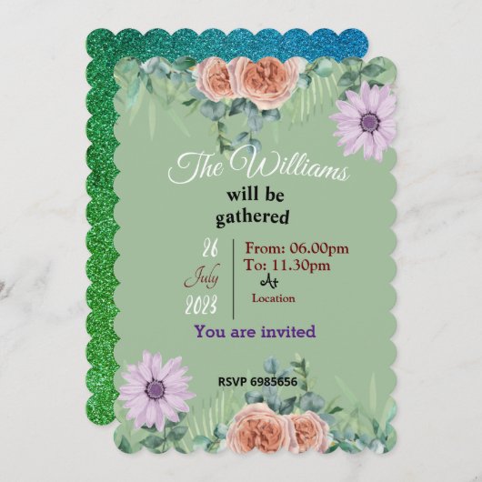 Williams reunion-uitnodiging kaart (Voorkant / Achterkant)