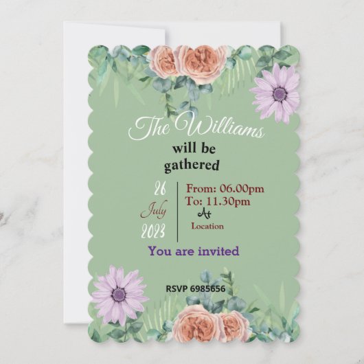 Williams reunion-uitnodiging kaart (Voorkant)