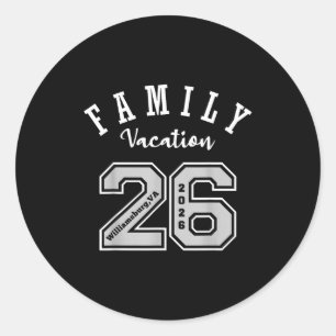 Williamsburg 2026 familie vakantie trui 26 vakanti ronde sticker
