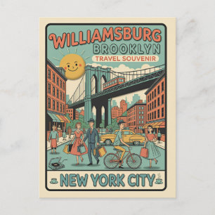 Williamsburg Brooklyn Retro 1950s Reis Briefkaart