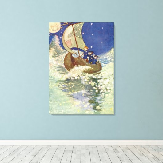 Willie Pogány's Wynken, Blynken en Nod Canvas Afdruk (Insitu (Houten vloer))