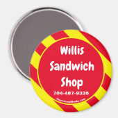 Willis Sandwich Shop Magnet rouge/jaune (Recto/Verso)