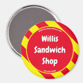 Willis Sandwich Shop Magnet rouge/jaune (Recto/Verso)