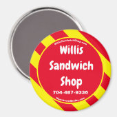 Willis Sandwich Shop Magnet rouge/jaune (Recto/Verso)