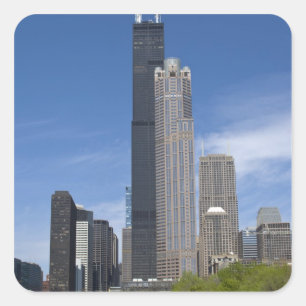 Willis Tower (voorheen de Sears Tower) looms Vierkante Sticker
