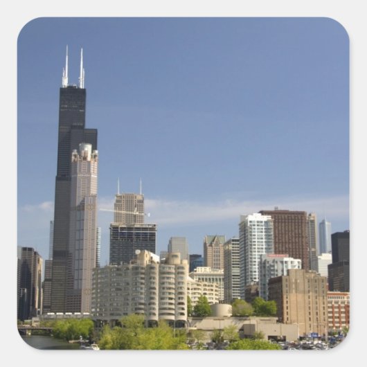 Willis Tower, vroeger bekend als de Sears Tower Vierkante Sticker (Voorkant)