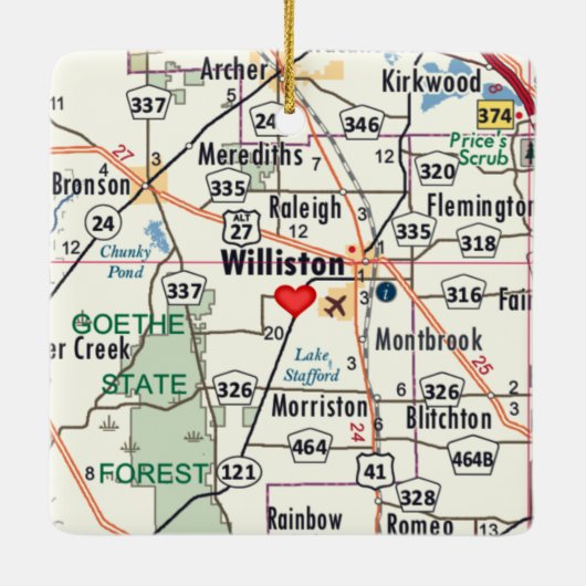 Williston Florida Map Keramisch Ornament (Achterkant)