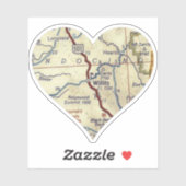 Willits CA  Map Heart Sticker (Vel)