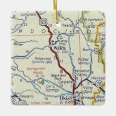 Willits CA Retro Map Keramisch Ornament (Voorkant)