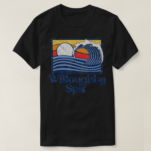 Willoughby Spit Retro Surfer  Beach Wave T-shirt (Design voorkant)