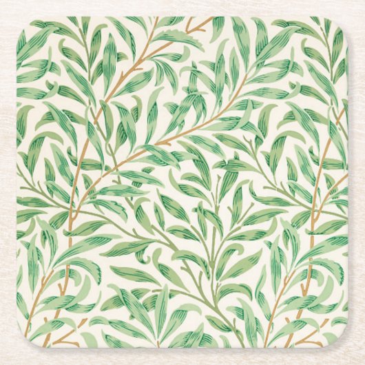 Willow Bough William Morris Pattern Vierkante Kartonnen Onderzetter (Voorkant)