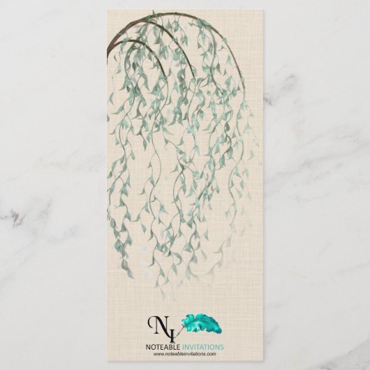 Willow Branch op Linnen Bruiloft Menu (Achterkant)