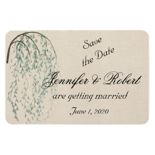 Willow Branch op Linnen Bruiloft Save the Date Magneet
