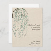 Willow Branch op Linnen Reactiekaart RSVP Kaartje (Voorkant / Achterkant)