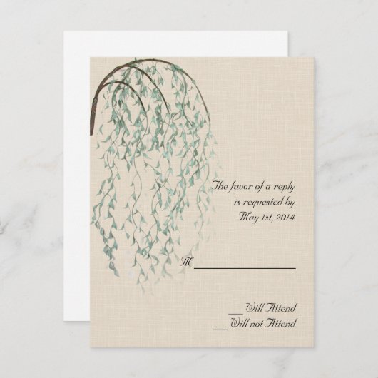 Willow Branch op Linnen Reactiekaart RSVP Kaartje (Voorkant / Achterkant)