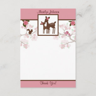 Willow Deer Baby en mama Dank je wel 3,5 x 5 inch Bedankkaart
