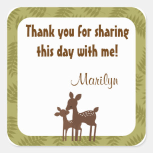 Willow Deer Baby Maman Kiss carré autocollant