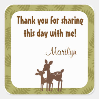 Willow Deer Baby Maman Kiss carré autocollant