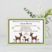 Willow Deer Green Baby shower Invitation Kaart (Staand voorkant)