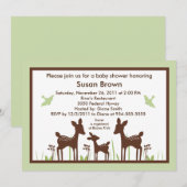 Willow Deer Green Baby shower Invitation Kaart (Voorkant / Achterkant)