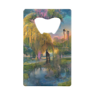 Willow d'or au coucher du soleil près de l'étang