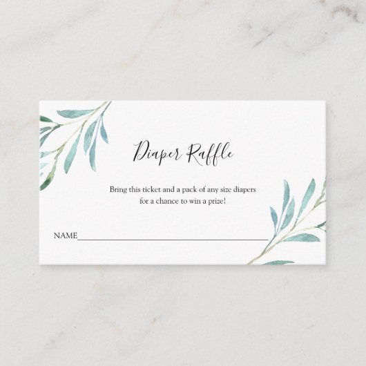 Willow Eucalyptus Baby Luier Raffle Informatiekaartje (Voorkant)