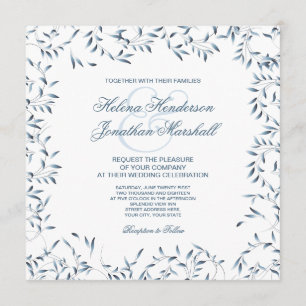 Willow Garden Elegante Blauw en Witte Bloemen Kaart