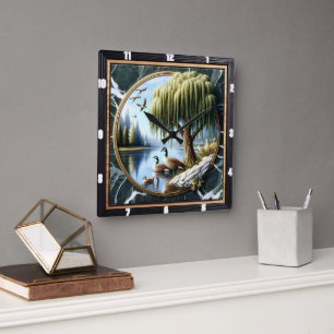 Willow Goose Rustic Water's Edge Vierkante Klok