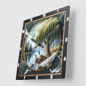 Willow Goose Rustic Water's Edge Vierkante Klok (Hoek)