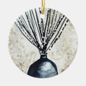 Willow in vaas waterverf keramisch ornament (Voorkant)