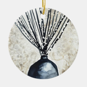 Willow in vaas waterverf keramisch ornament