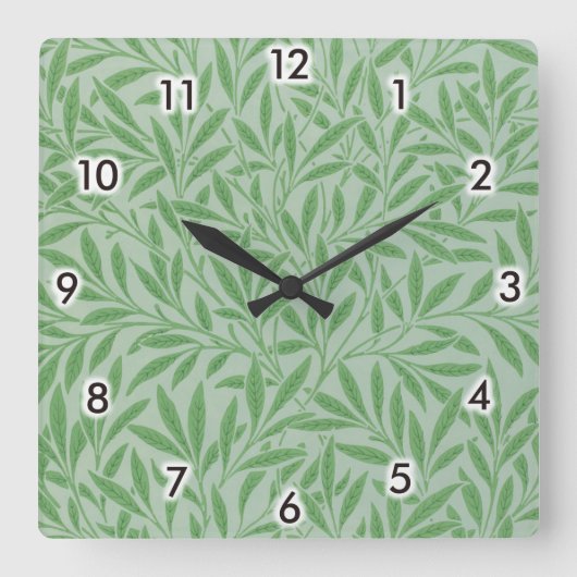 Willow Pattern William Morris Vierkante Klok (Voorkant)