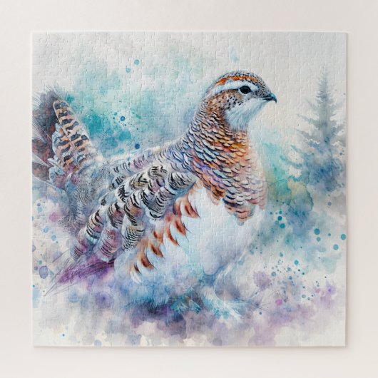 Willow Ptarmigan Waterverf Art Legpuzzel (Verticaal)
