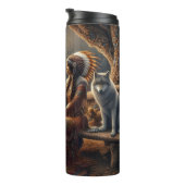Willow Reflection: vrouw en wolf. Thermosbeker (Geroteerd rechts)