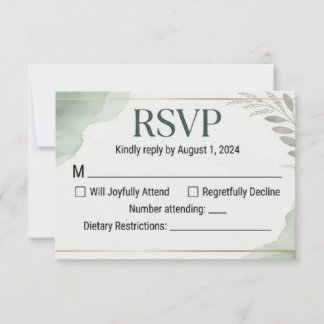 Willow Sage Wedding Response Cards RSVP Kaartje