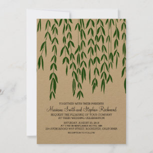 Willow Tree Branches Kraft Paper Wedding Invite Kaart