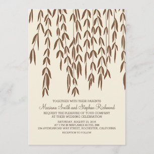 Willow Tree Branches Modern Wedding Invitation Kaart