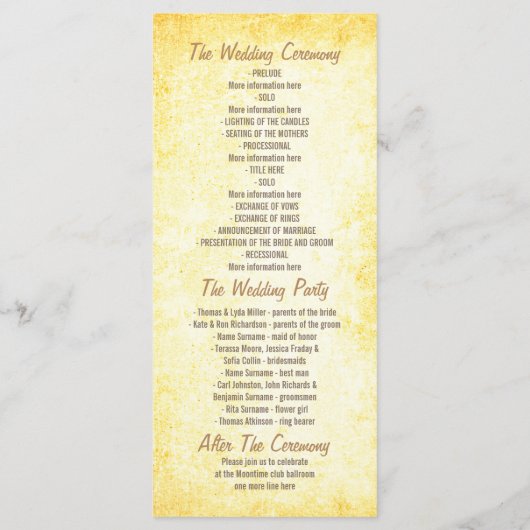 Willow Tree Branches Rustic Lights Wedding Program Programma (Achterkant)