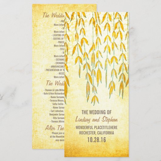 Willow Tree Branches Rustic Lights Wedding Program Programma (Voorkant / Achterkant)